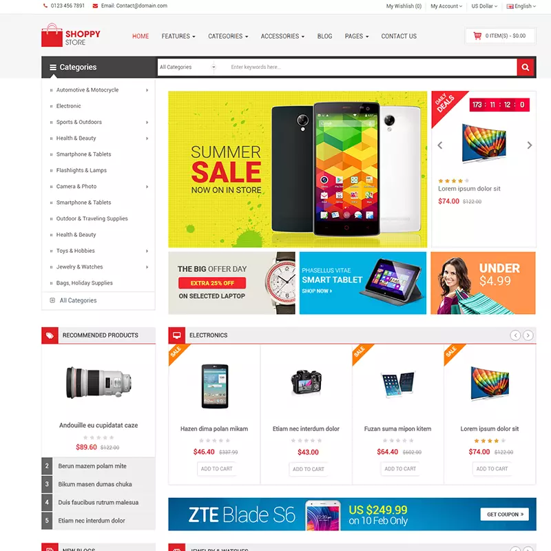 Opencart Alışveriş Teması Shoppy Store